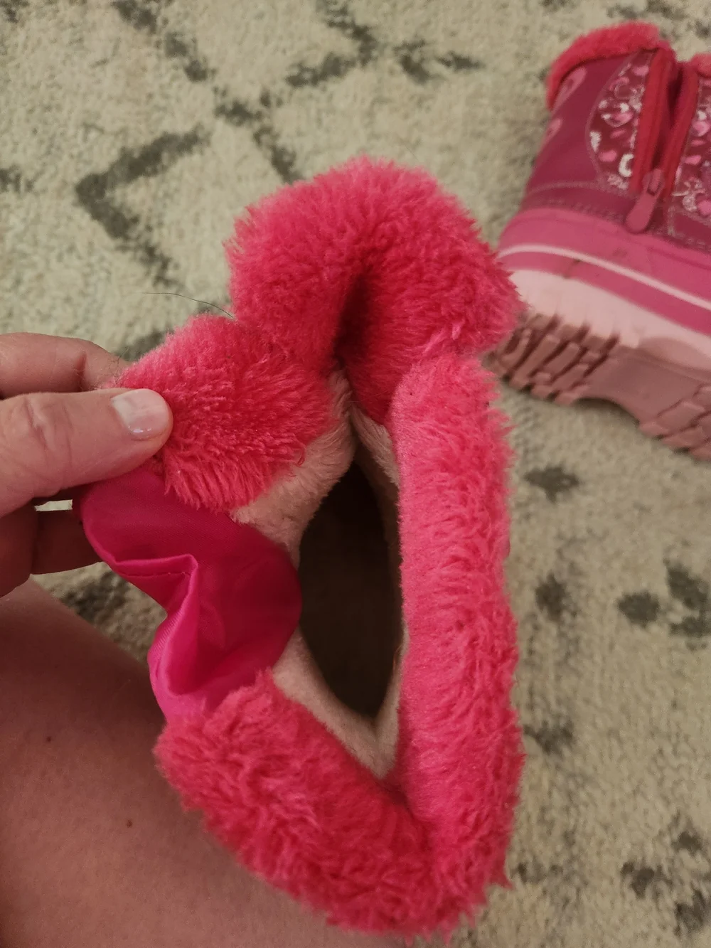 Girls Pink Heart Snow Boots
